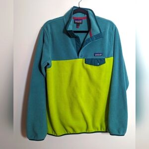 Patagonia Teal and Lime Green Sweatshirt